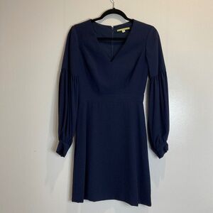 Gianni Bini Navy Blue Long Sleeved V-Neck Dress